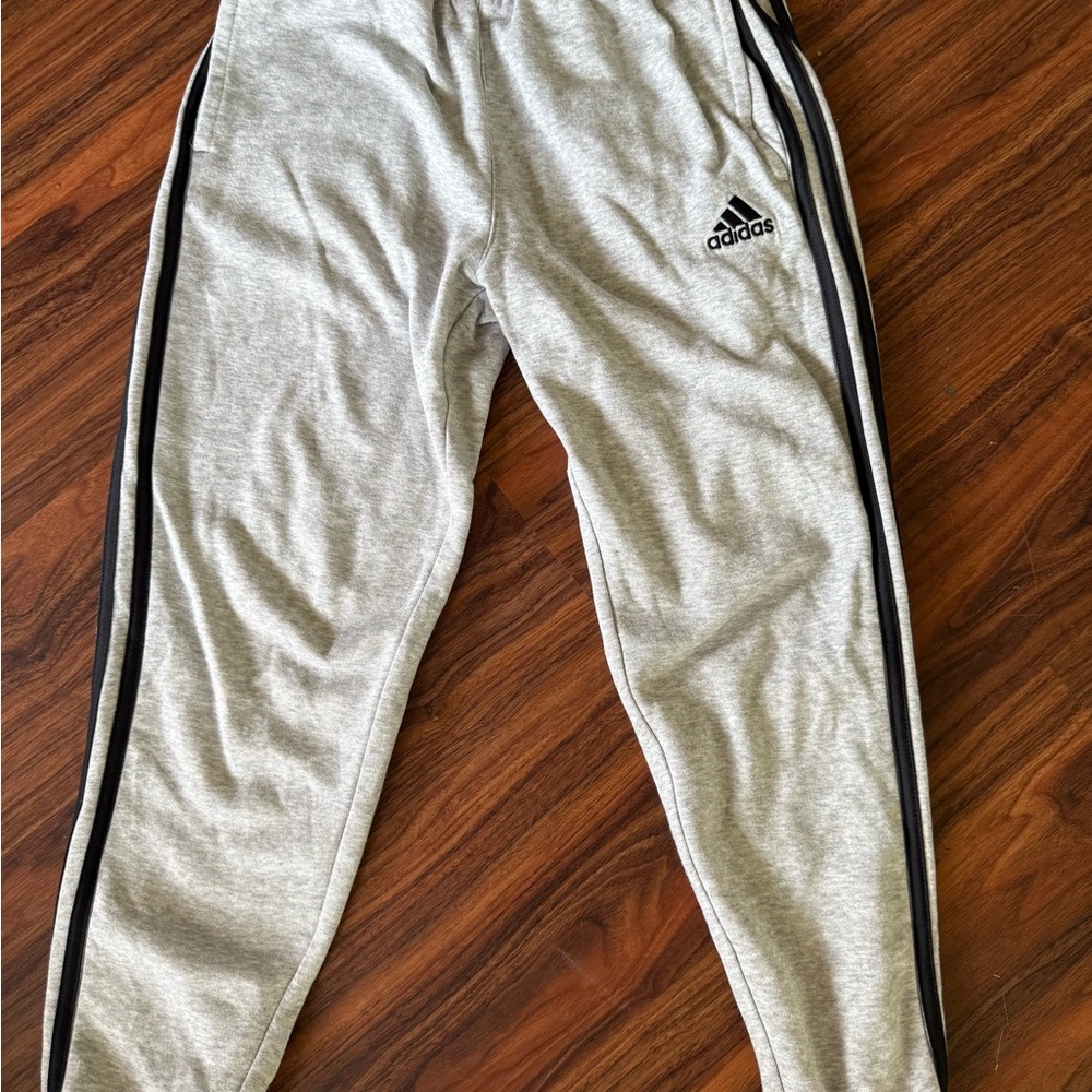 Adidas Gray Joggers Youth M | Classic 3-Stripes Pants